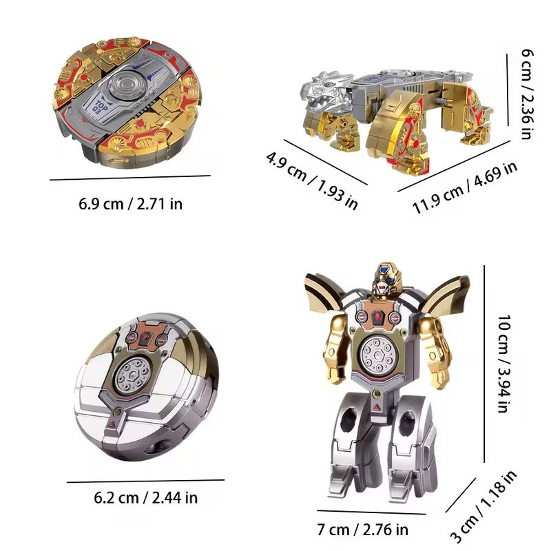 3-in-1 Transformable Fidget Spinner Toy, Deformable Robot & Dinosaur Shape Fidget Gyro Stress Relief Toys for Kids Boys Gift
