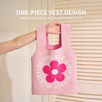 Pink Floral Jacquard Knit Vest Tote Bag, Lightweight Integrated Knitted Handbag for Daily Commute Shopping Cafe Outings