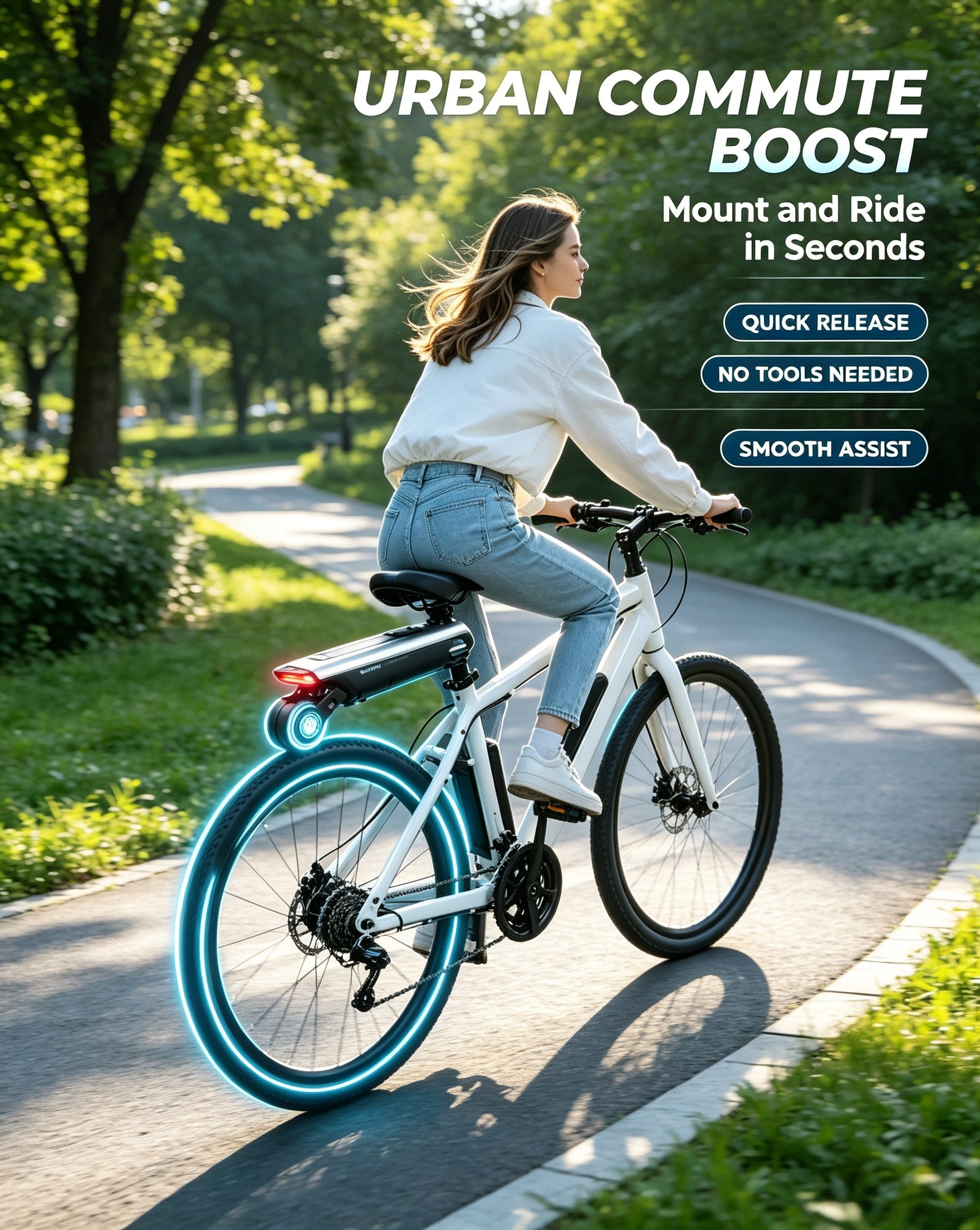 Portable Quick Release Electric Bike Power Booster | Lightweight Bicycle Assist Wheel
