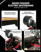 All Terrain Electric Longboard Skateboard Low Noise Wheels, Portable Cruiser for Campus & Urban Commute