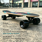All Terrain Electric Longboard Skateboard Low Noise Wheels, Portable Cruiser for Campus & Urban Commute