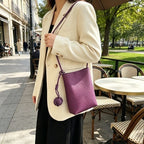 Minimalist Leather Running Crossbody Purse Woven Ball Decor