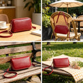 Women Double Layer Solid Wristlet Zipper Crossbody Wallet