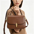 Solid Color Flap Square Crossbody Bag Women Elegant Daily Work Shoulder Purse