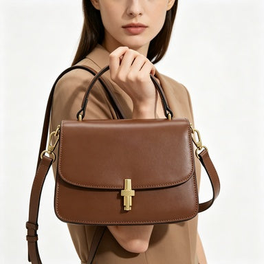 Solid Color Flap Square Crossbody Bag Women Elegant Daily Work Shoulder Purse