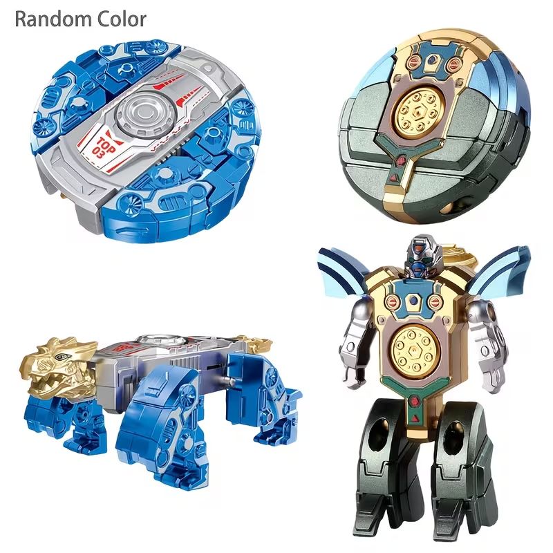 3-in-1 Transformable Fidget Spinner Toy, Deformable Robot & Dinosaur Shape Fidget Gyro Stress Relief Toys for Kids Boys Gift