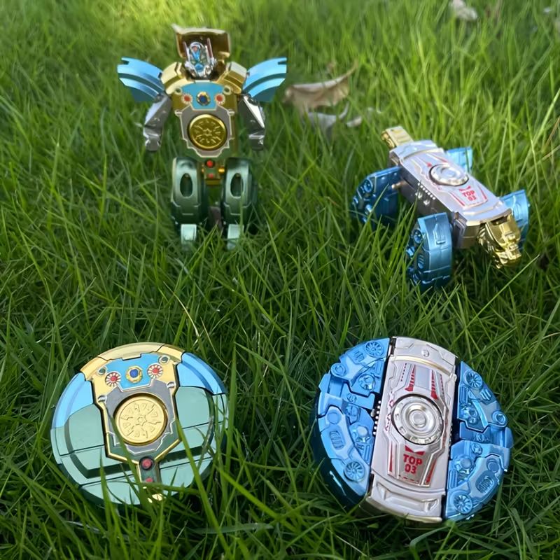 3-in-1 Transformable Fidget Spinner Toy, Deformable Robot & Dinosaur Shape Fidget Gyro Stress Relief Toys for Kids Boys Gift