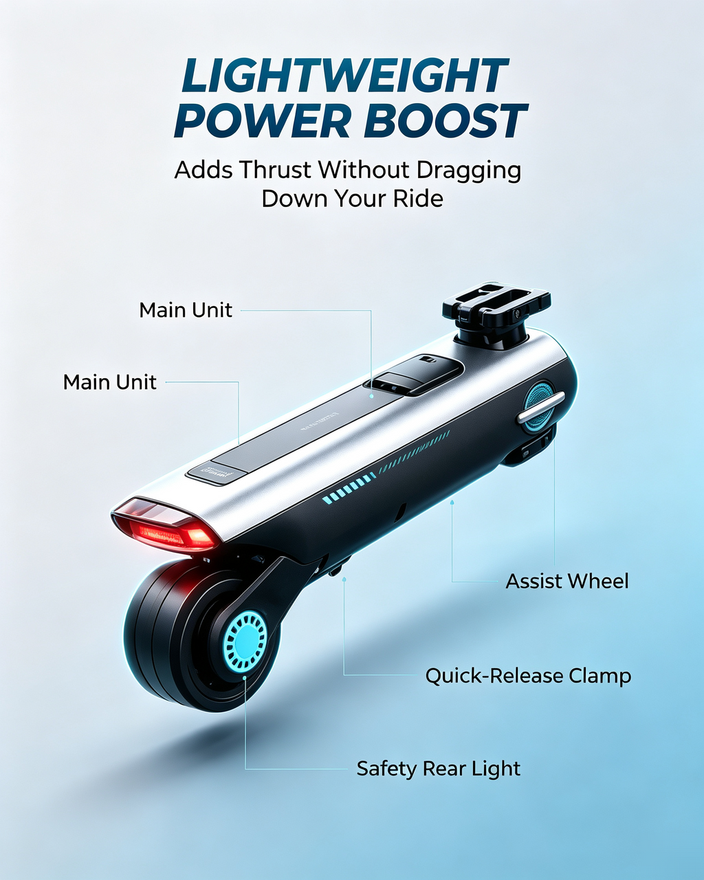 Portable Quick Release Electric Bike Power Booster | Lightweight Bicycle Assist Wheel
