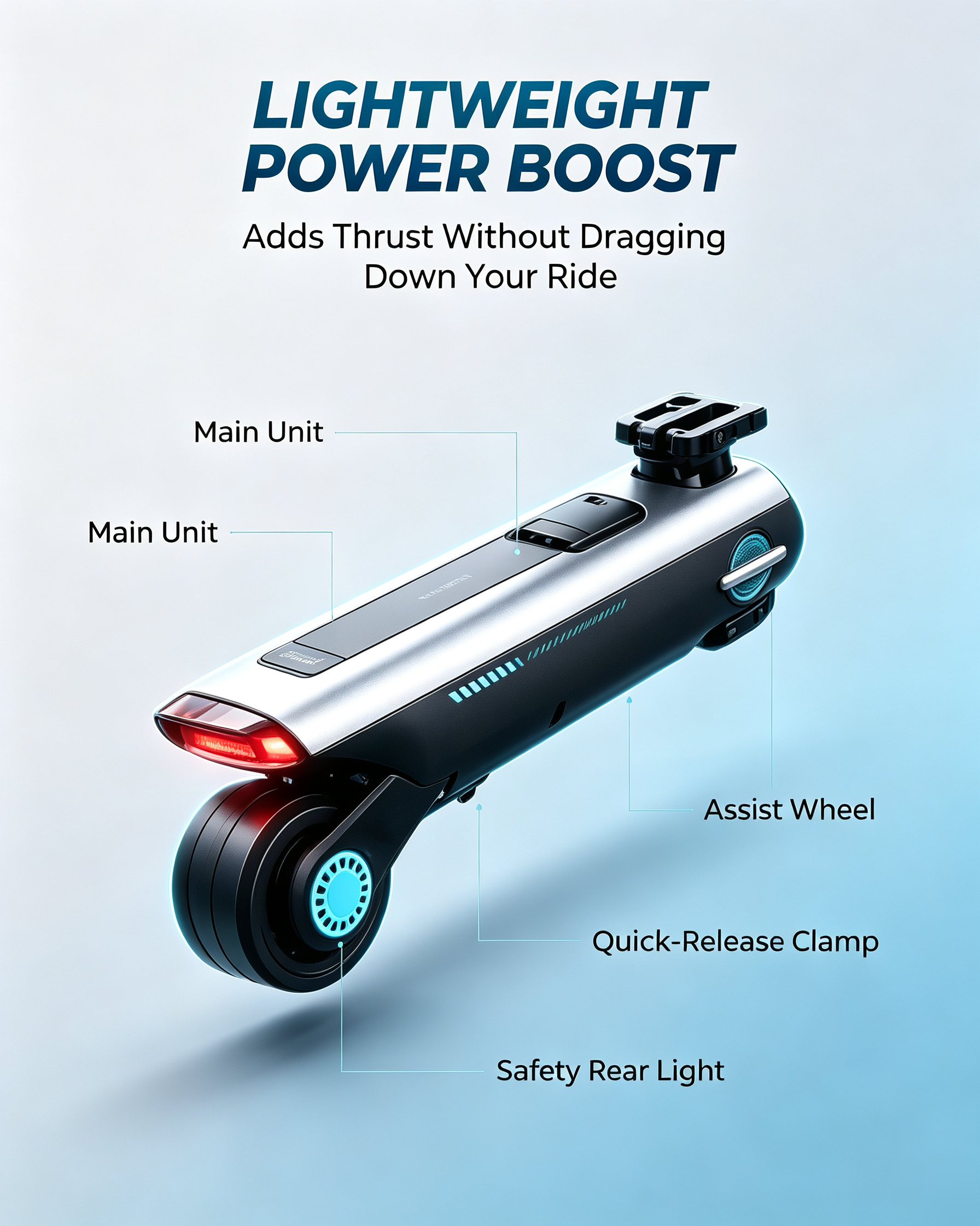 Portable Quick Release Electric Bike Power Booster | Lightweight Bicycle Assist Wheel