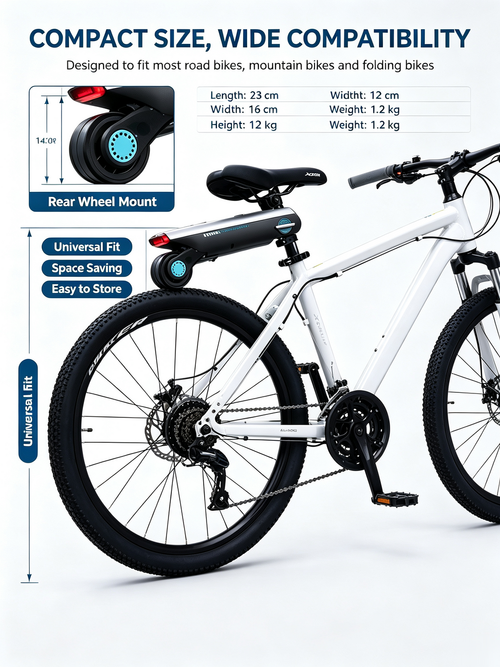 Portable Quick Release Electric Bike Power Booster | Lightweight Bicycle Assist Wheel