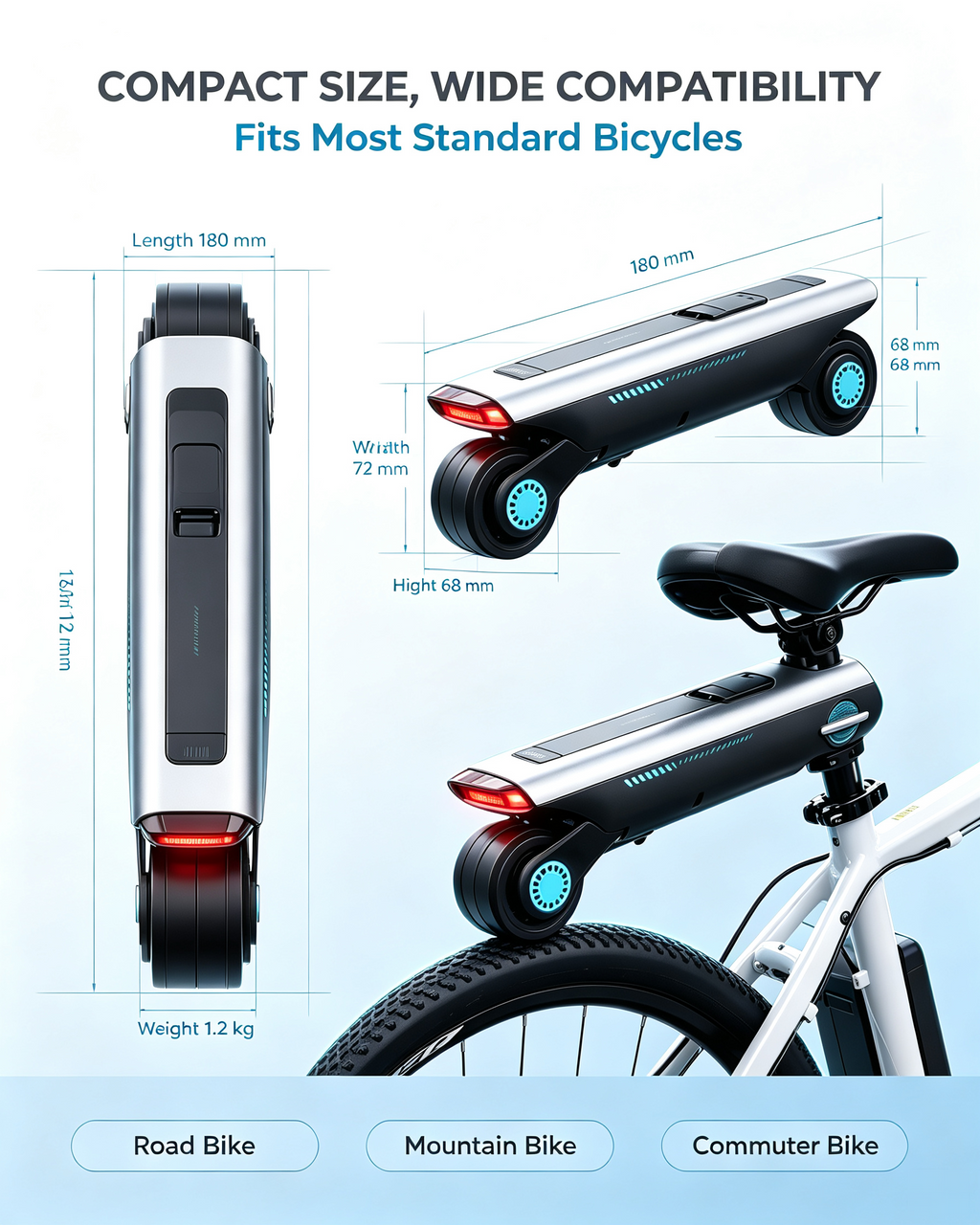 Portable Quick Release Electric Bike Power Booster | Lightweight Bicycle Assist Wheel