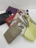 Minimalist Leather Running Crossbody Purse Woven Ball Decor